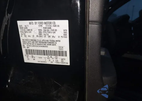 2012 Ford Escape Xlt from USA, damaged, VIN 1FMCU9DG3CKA06053